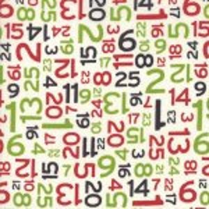 Puede incluir: Un fondo colorido con un patrón repetitivo de números en varios colores, incluyendo rojo, verde y negro. Los números van del 1 al 25.