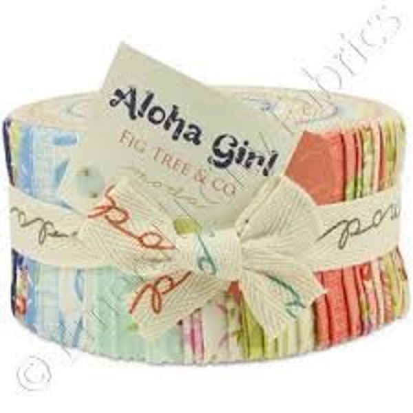 Aloha Girl Jelly Roll Fig Tree & Co Moda Out of Print Tela de algodón precortada