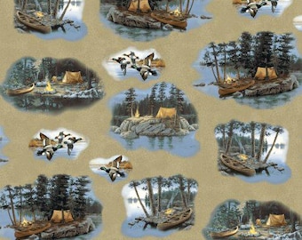 Outdoor Life 1/2 yard Windham Whistler Studios 35477 Campfire Ducks