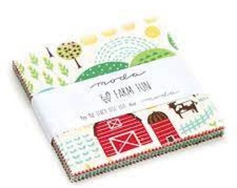 Farm Fun Charm Pack by Stacy Iest Hsu Moda OUT OF PRINT Precut Cotton Fabric