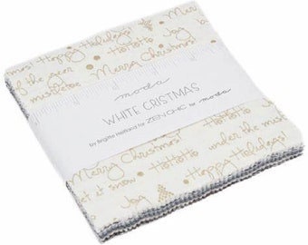 White Christmas Charm Pack by Zen Chic for Moda - 42 five inch squares - Cotton Fabric - Out of Print