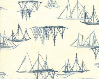 Ebb And Flow 1/2 Yard Pearl 1486 11 Janet Clare - Moda - 100% Cotton Sailboats fabric