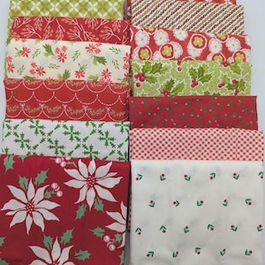 Christmas Holiday Fat Quarter Bundle 14pcs Moda and others Precut Cotton fabric