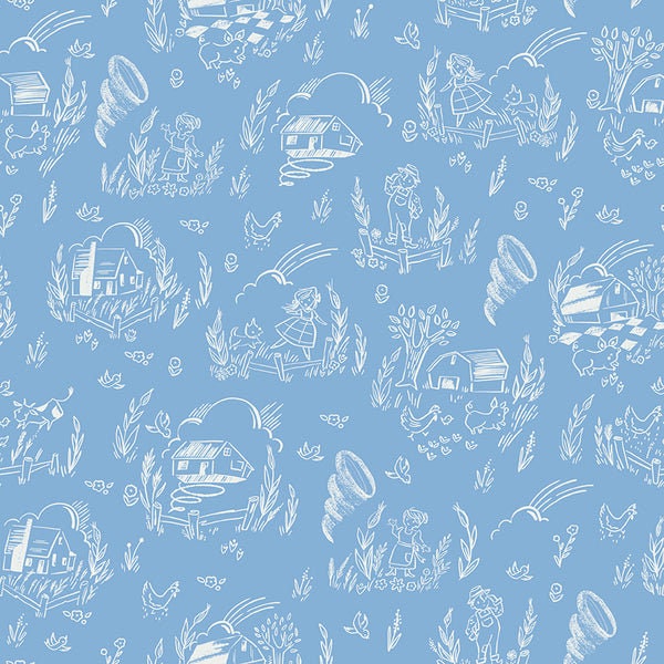 Dorothy's Journey Continuous HALF YARD Kansas Blue - Jill Howarth - Riley Blake Cotton Fabric