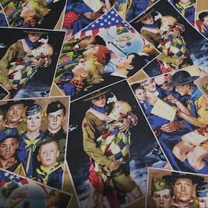 Padvindersvignetten 1/2 yard Norman Rockwell-licentie quiltschatten UITVERKOCHT