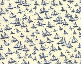 Ebb and Flow Pearl 1/2 yard sailboats Janet Clare - Moda - 100% Cotton Fabric
