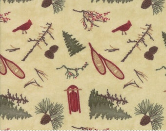 Flanela fosca 1/2 jarda Holly Taylor 6781 Moda Fora de catálogo Outdoor Snowshoe Pinecone