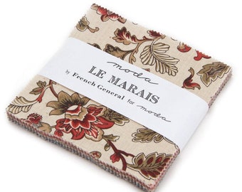 Le Marais Charm Pack - Moda  - French General - 42 five inch squares - Precut Quilting Cotton - Out of Print