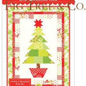 Oh Christmas Tree Quilt Kit 66x86 cm med julfikon, fikonträd, Moda, utgånget tryck, bomullstyg, väggbonad