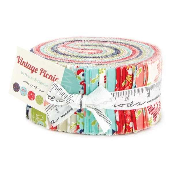 Vintage Picnic Jelly Roll - Bonnie & Camille - Moda- Rare - Out of Print - Precut Cotton Quilting Fabric Strips