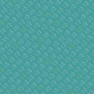 May include: A teal blue background with a repeating pattern of white sea turtles. The turtles are facing different directions and are outlined in white.