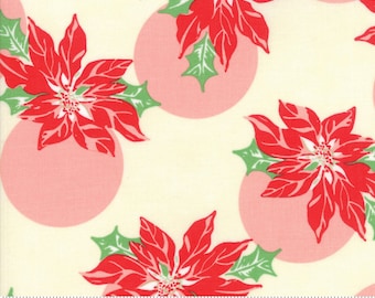 Swell Christmas Cream 31121 11 Urban Chiks HALF yard Tessuto natalizio stagionale vintage Poinsettia Polka Dot