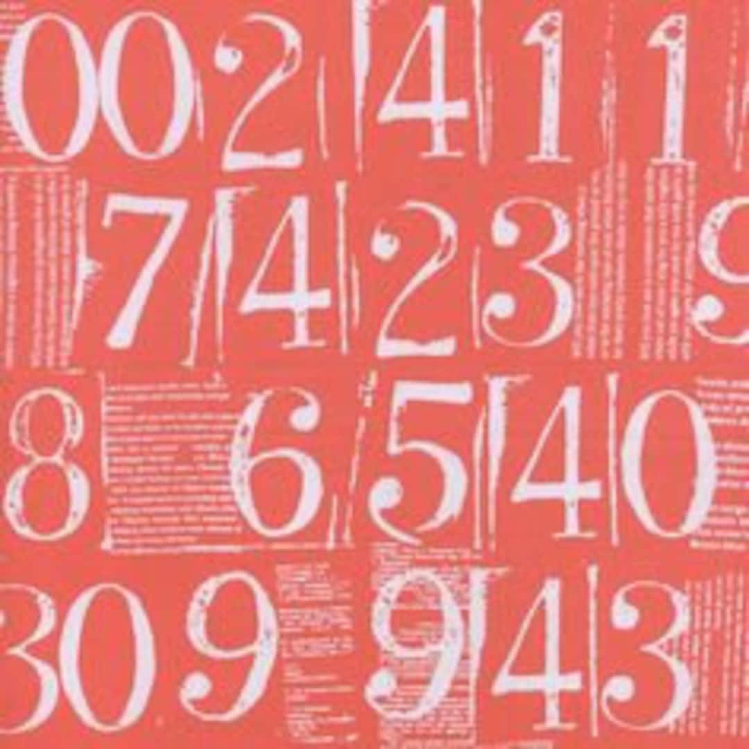 Figures 1/2 Yard Zen Chic - Salmon - Numbers - Moda - OUT OF PRINT ...
