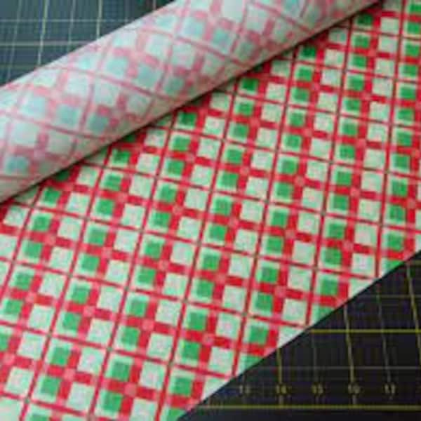 LAMINATED Cotton Swell Christmas Continuous HALF YARD Moda - Urban Chiks - Plaid Red Green  - Out of Print