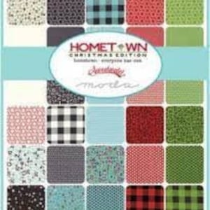 Hometown Christmas Layer Cake Sweetwater Moda WYPRZEDANE W NADRUKACH 42 kwadraty dziesięciocalowe, wstępnie przycięte, bawełniane tkaniny świąteczne