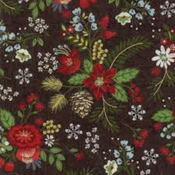 Winter Village Continuous HALF YARD Black - Floral - 30550 - BasicGrey - Moda - Christmas - Holiday - Out of Print - 100% Cotton Fabric