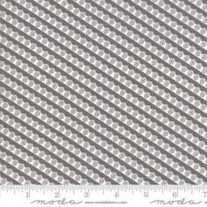 May include: White and gray diagonal stripe fabric with a small white floral pattern.