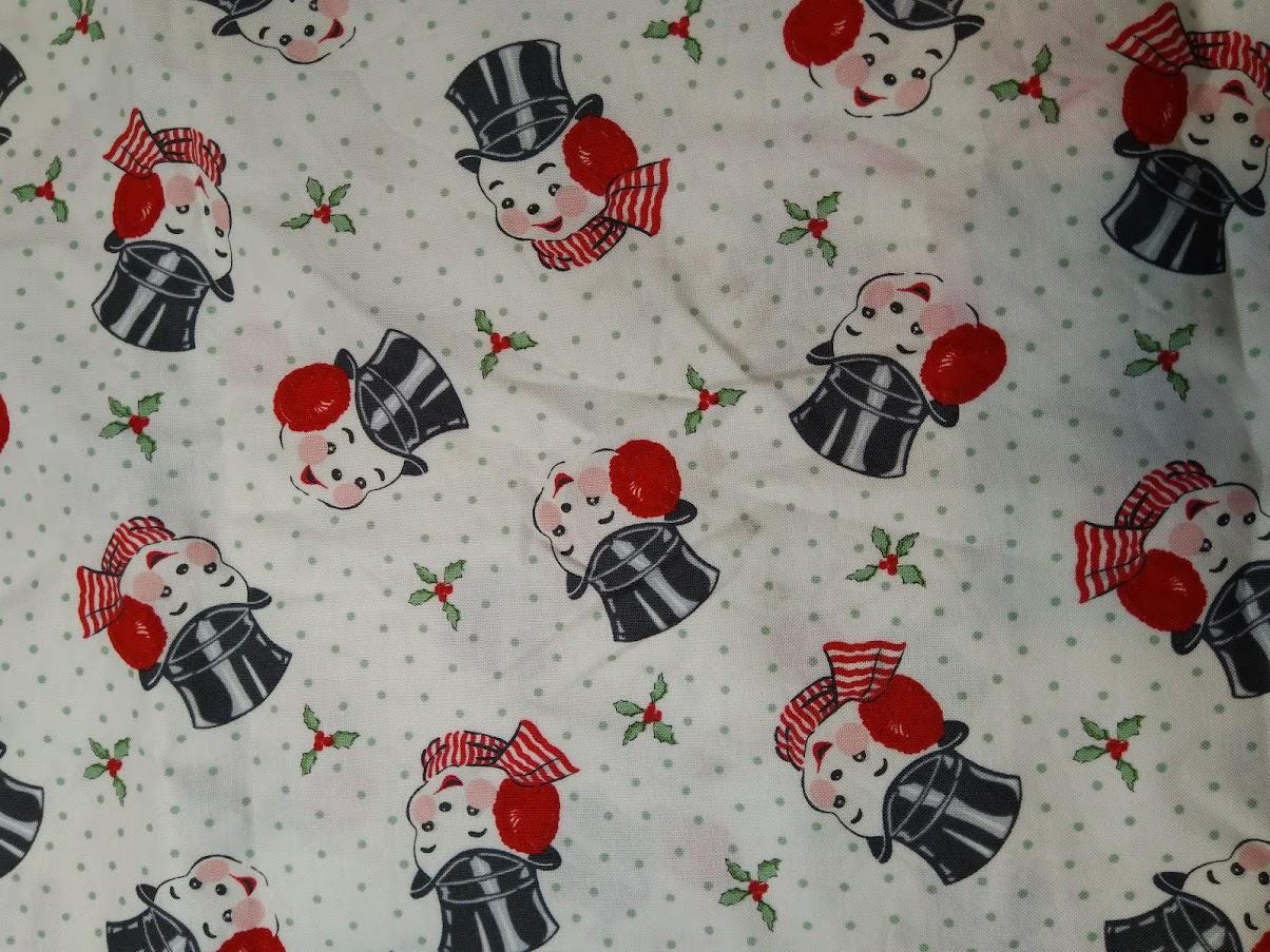 Sweet Christmas 1 yard FLAWED by Urban Chiks Moda Fabrics - Marzipan  - White - #31152 - Snowman Holiday Quilting  Cotton Fabric