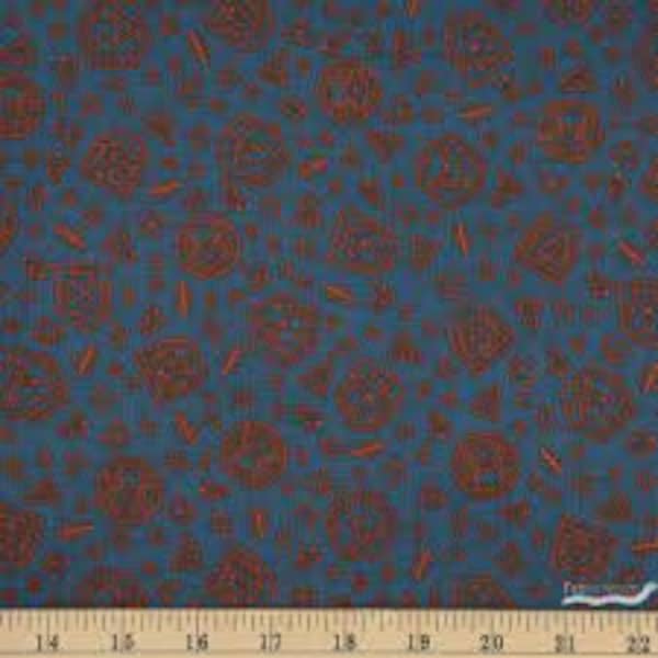 Riley Blake Camp Woodland Continuous HALF yard Scout's Badges Orange And Navy, 100% Cotton Quilting Camping Fabric