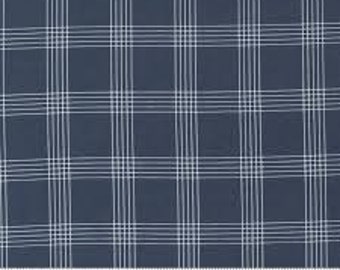 Nantucket Summer Continuous 1/2 Yard Navy Plaid 55262 13 Camille Roskelley Moda Out of Print Cotton fabric