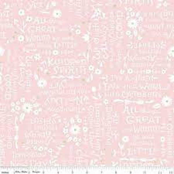 Kindred Spirits Continuous HALF YARD Ann of Green Gables Quotes Pink C8534 Jill Howarth Riley Blake Designs Fabric