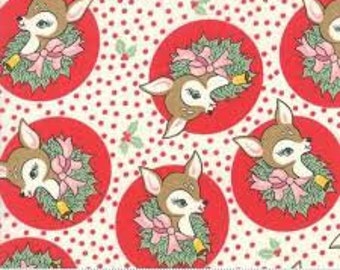 Deer Christmas Red Urban Chiks 1/2 Yard Moda - OUT OF PRINT - 100% Cotton Fabric