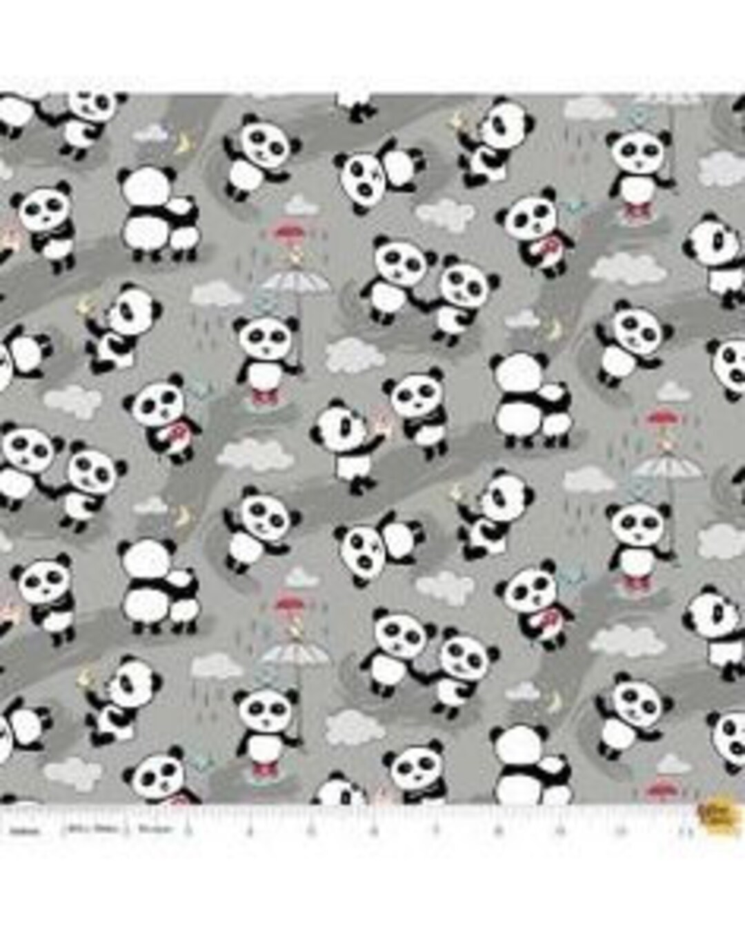 Panda Liebe 1/2 Yard Panda Toss Grau Kelly Panacci von Riley Blake
