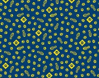 Tela de algodón 100%, 1/2 yarda, diseño Cub Scouts Paws C7202, azul marino, de Riley Blake Designs (descatalogada). Modelo: Boy Scout registrado. Diseño: Huellas de Cub Scouts. Edición limitada.