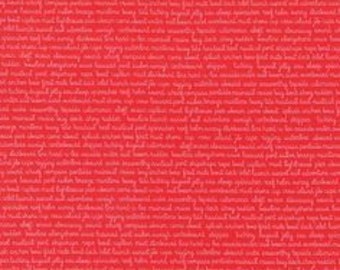 By the 1/2 yard - Daysail - Bonnie & Camille - tiny script red /white - moda - Out of Print - 100% Cotton Fabric