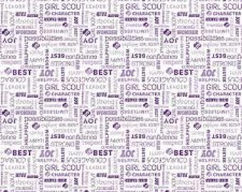 Tela con licencia de Girl Scouts de 15x44" con texto de Riley Blake - Agotada - Tela 100% algodón