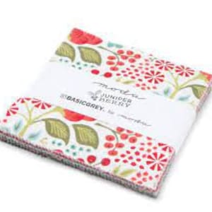 Juniper Berry Charm Pack Basic Grey - Moda OOP Precut Cotton Quilting fabric - Christmas Holiday