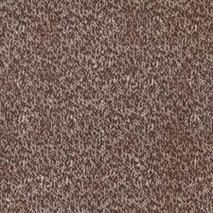 May include: A close-up view of a textile fabric featuring a dense, knitted pattern. The material displays a heathered appearance, created by an intricate blend of dark brown and off-white fibers woven together to form a consistent, textured surface.