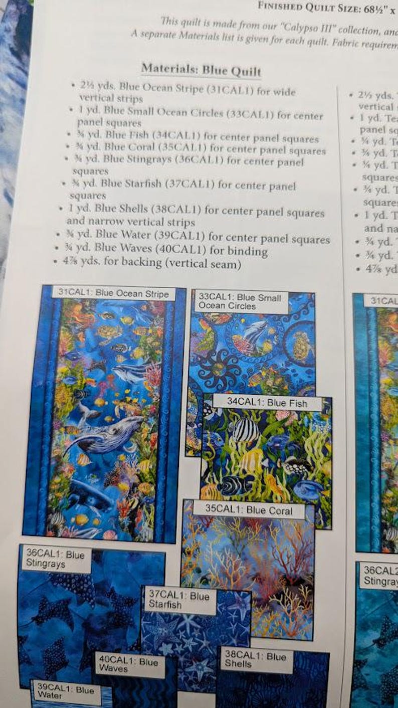 CALYPSO III Quilt Kit 68x73" W/ Backing Jason Yenter Undersea Ocean ...