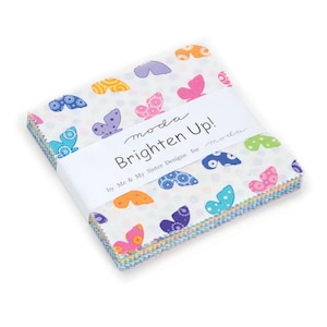 Brighten Up Charm Pack by Me and My Sister Designs for Moda Fabrics. 42 5-inch fabric squares. 100% cotton