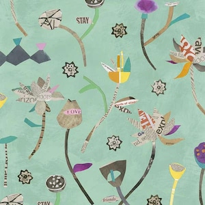 Paint Lotus 1/2 yard Sea Glass Carrie Bloomston Windham Fabrics Out of Print Rare Cotton Fabric