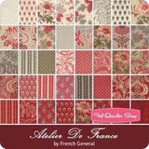 Atelier De France Continuous HALF YARD Rose Floral French General Moda 100% Cotton Fabric image 3