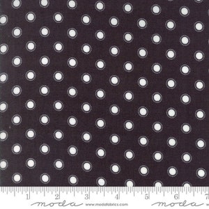 Olive&#39;s Flower Market Continuous HALF YARD 5036-14 - Black with White Dots - Lella Boutique - Moda - Out of Print - Cotton fabric