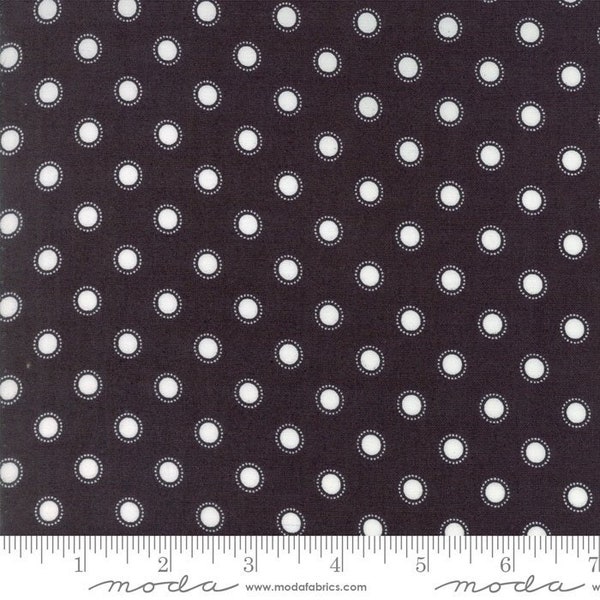 Olive's Flower Market Continuous HALF YARD 5036-14 - Black with White Dots - Lella Boutique - Moda - Out of Print - Cotton fabric