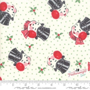 Sweet Christmas by Urban Chiks  Continuous HALF YARD Moda Fabrics - Marzipan  - White - #31152 - Snowman Holiday Quilting  Cotton Fabric