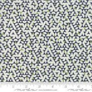 By the 1/2 yard - Geometry - Euclid - Janet Clare - Moda - Out of Print - 100% Cotton Fabric - Navy - Green - White - Triangles