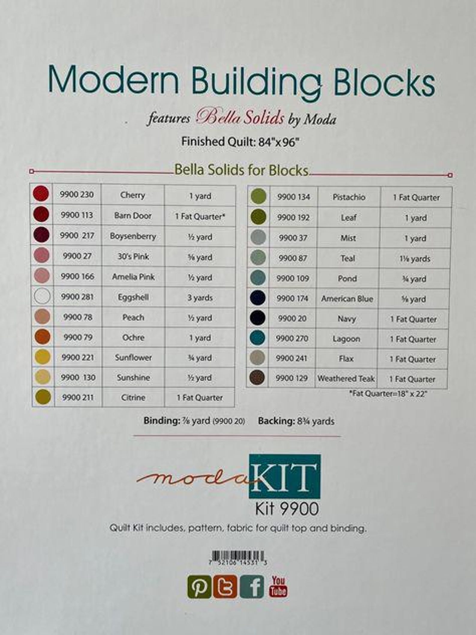 Moda Modern Building Blocks Quilt Kit 84x96 Fabric and Quilt Pattern ...