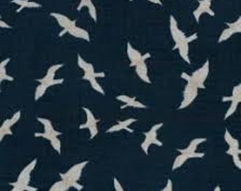 Ahoy Me Hearties Continuous 1/2 Yard Navy Seagulls Janet Clare Moda 1431-12 Ocean Cotton quilting fabric