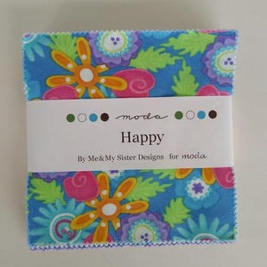Happy Charm Pack Me and My Sister Designs OUT OF PRINT Precut Cotton Fabric