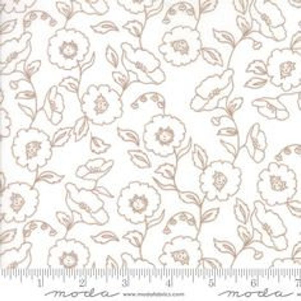 OLIVE'S FLOWER MARKET Continuous Half Yard 5032 11 - Cloud -Taupe - Floral - Moda - Lella Boutique - Out of Print - Cotton Fabric