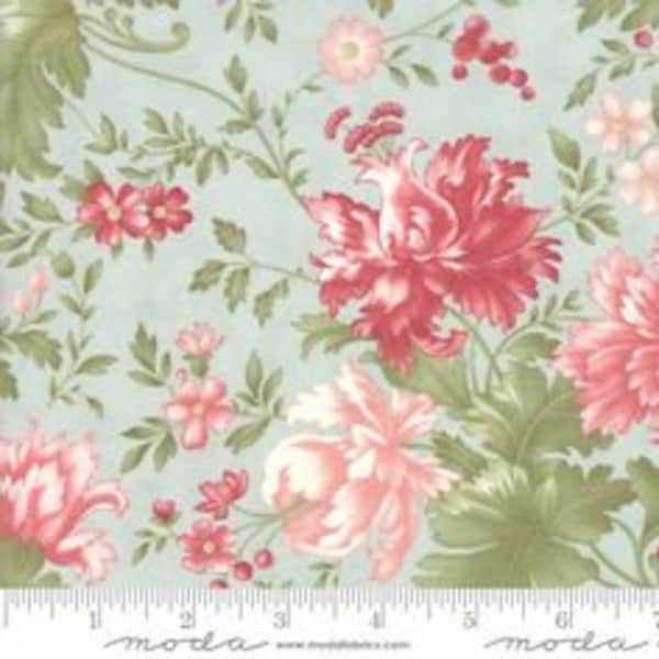 Rue 1800 Continuous 1/2 Yard Robins Egg Genevieve 3 Sisters Moda - Out of Print - 100% Cotton Fabric