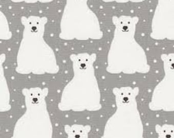 Arctic 1/2 yard Polar Bears in Gray Elizabeth Hartman - Robert Kaufman - Out of Print - 100% Cotton