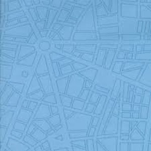 Barcelona von Zen Chic 1/2 Yard Stadtplan - Himmel - Blau - Moda - Out of Print - Baumwollstoff für Quilting