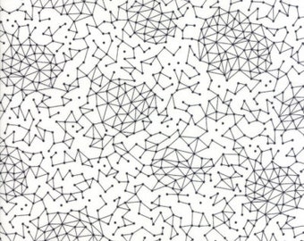 Fragile 1/2 yard Zen Chic for Moda - 1631 - White with Black Shapes - Cotton Fabric Out of Print Low Volume
