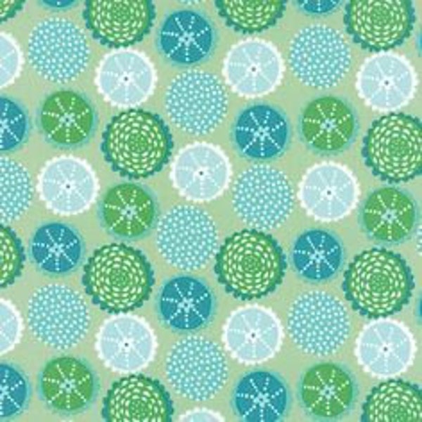 Coral, Queen Of The Sea Continuous 1/2 Yard Underwater Garden - Green - Moda - Stacy Iest Hsu - Cotton Fabric - Out of Print