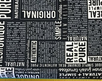 Authentic Etc. 1/2 yard Black Newspaper 5670 22- Sweetwater - Moda 100% Cotton Fabric OOP